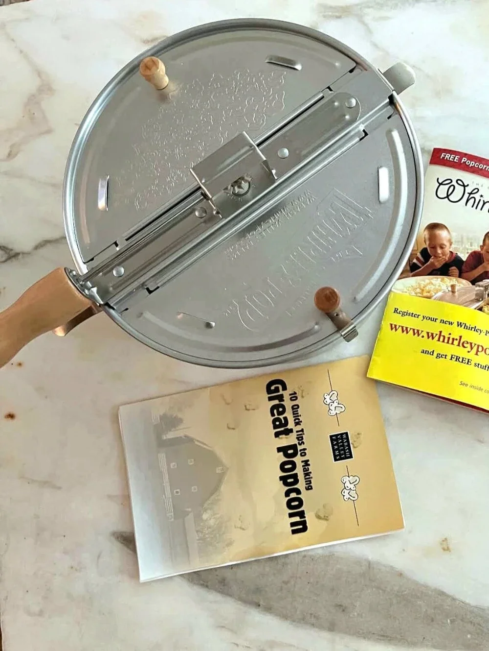 Whirley-Pop Stovetop Popcorn Popper - Silver with Wood Handles